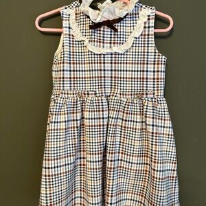 Janie and Jack Plaid Sleeveless Dress with Ruffle Collar 18-24 Months